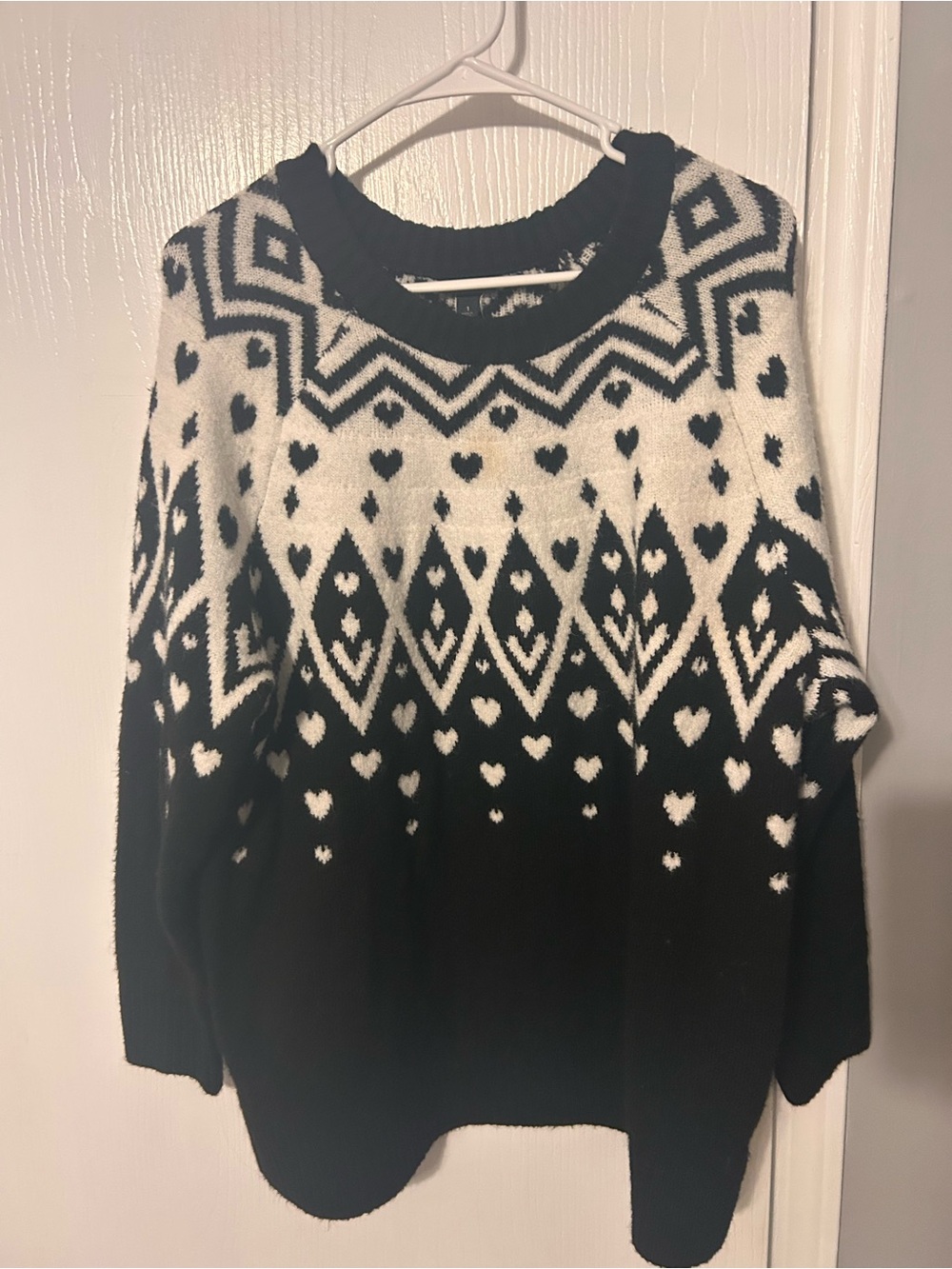 torrid Black and White Heart Jacquard Crewneck Sweater
